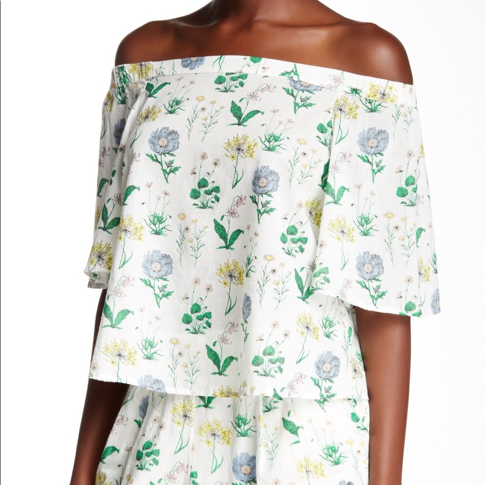 OAT + FAWN Off Shoulder Floral Botanical Blouse